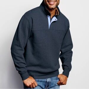 Orvis Quarter Zip Snap Sweatshirt Men’s XXL Charcoal Gray